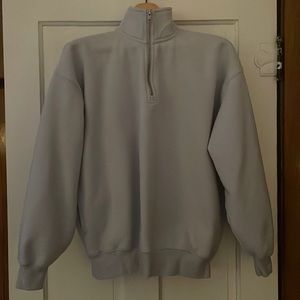 Aritzia TNA Cozy fleece mega 1/4 sleeve sweatshirt in mirror blue